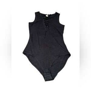 H&M Black Lace-Up Bodysuit